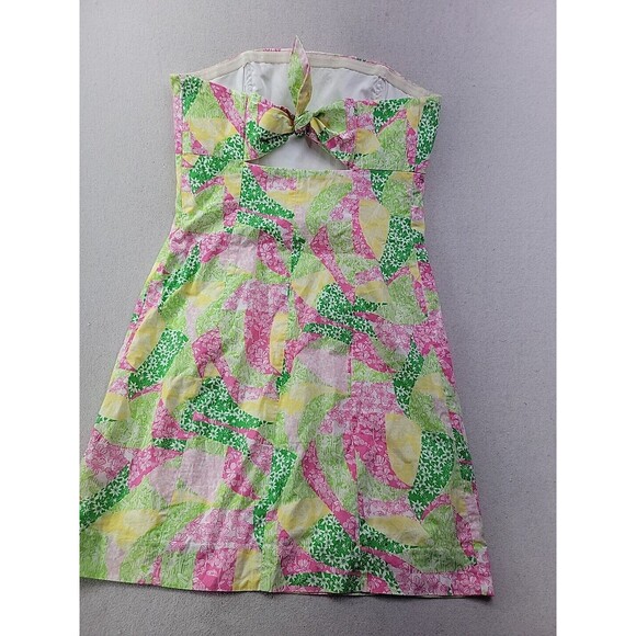 Lilly Pulitzer Franco Multi Wing Ding Strapless Tie Back Dress Size 6 Palm Beach - Picture 8 of 11
